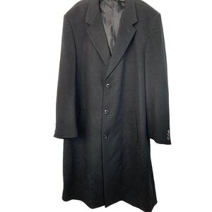 F.R. Tripler Mens 48L Black Cashmere Blend Overcoat Winter 7746 EUC Coat